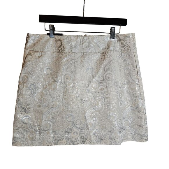 VTG Banana Republic Metallic 12 Mini Skirt Brocade Art core Holiday Glam - Picture 4 of 16